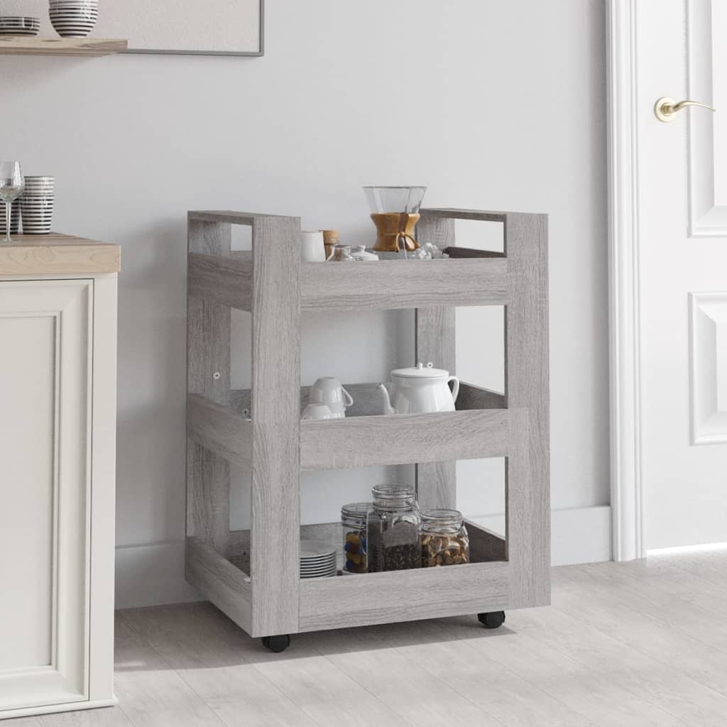 Chariot de cuisine Sonoma gris 60x45x80 cm Bois d'ingénierie