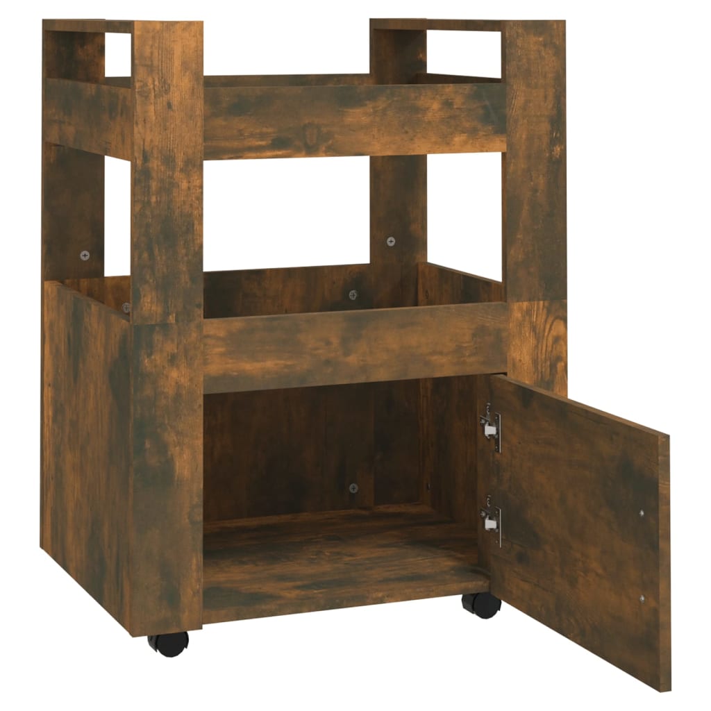Chariot de cuisine Chêne fumé 60x45x80 cm Bois d'ingénierie - XIOS
