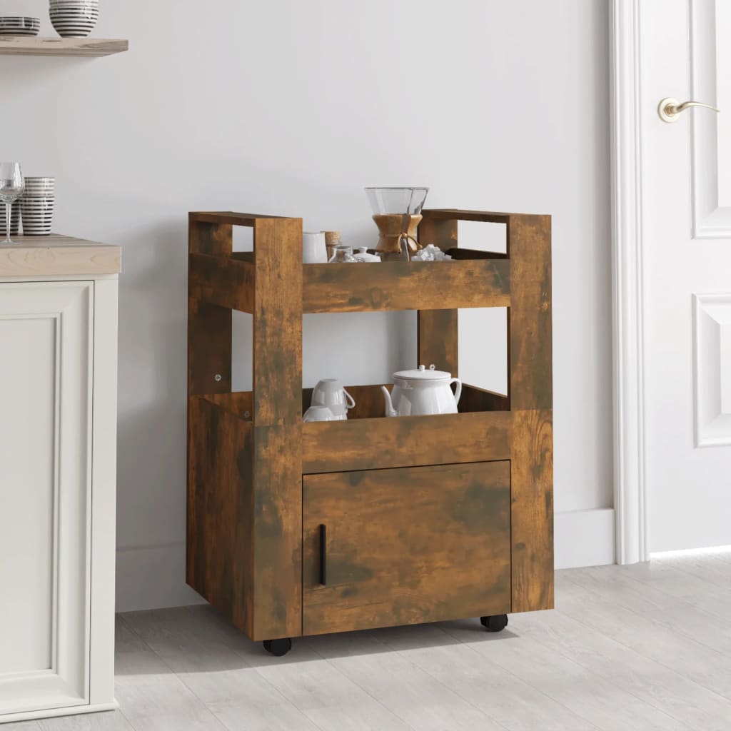 Chariot de cuisine Chêne fumé 60x45x80 cm Bois d'ingénierie - XIOS