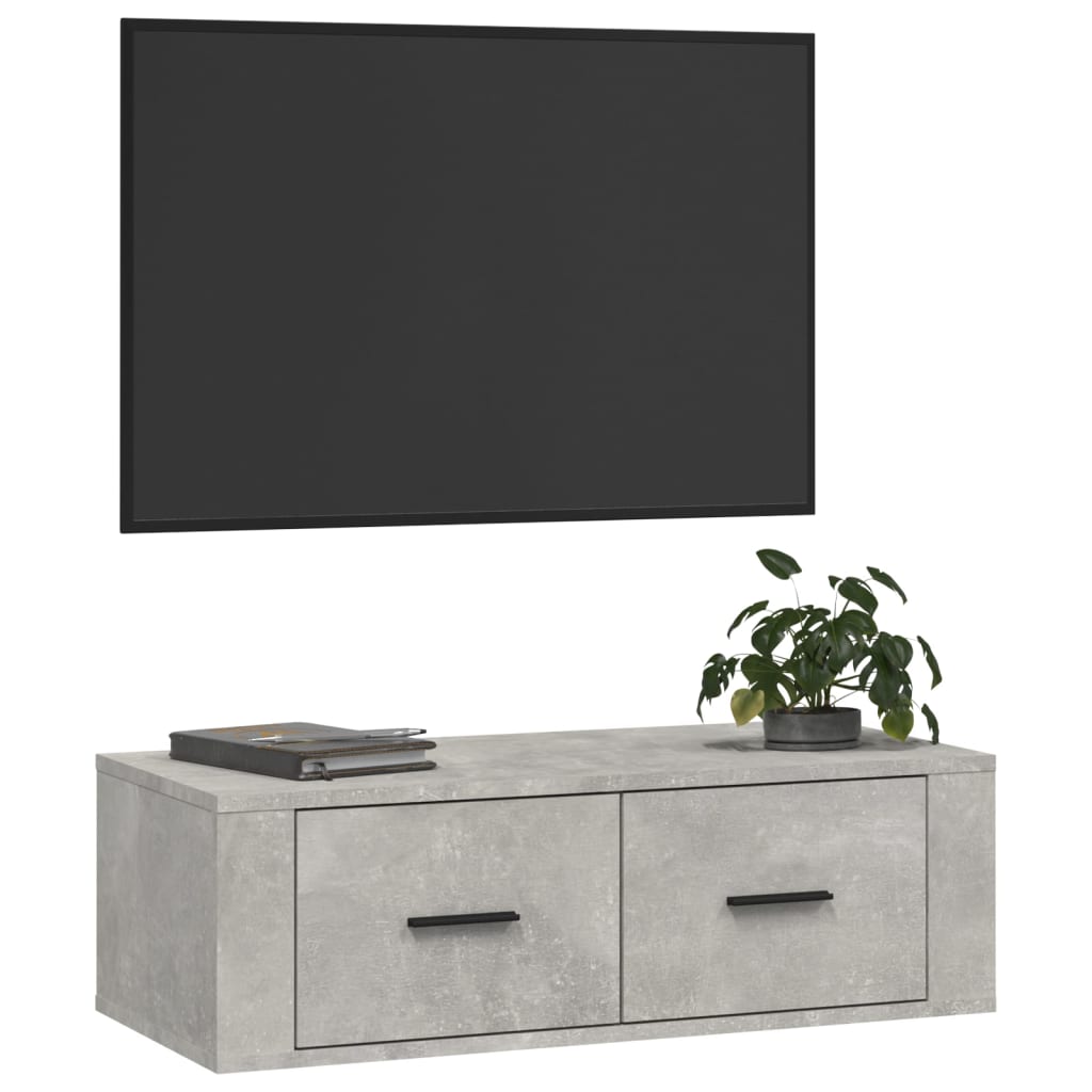 Meuble TV suspendu Gris béton 80x36x25 cm Bois d'ingénierie Meubles TV vidaXL