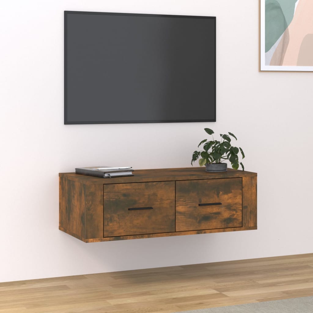 Armoire TV suspendue Chêne fumé 80x36x25 cm Bois d'ingénierie - XIOS