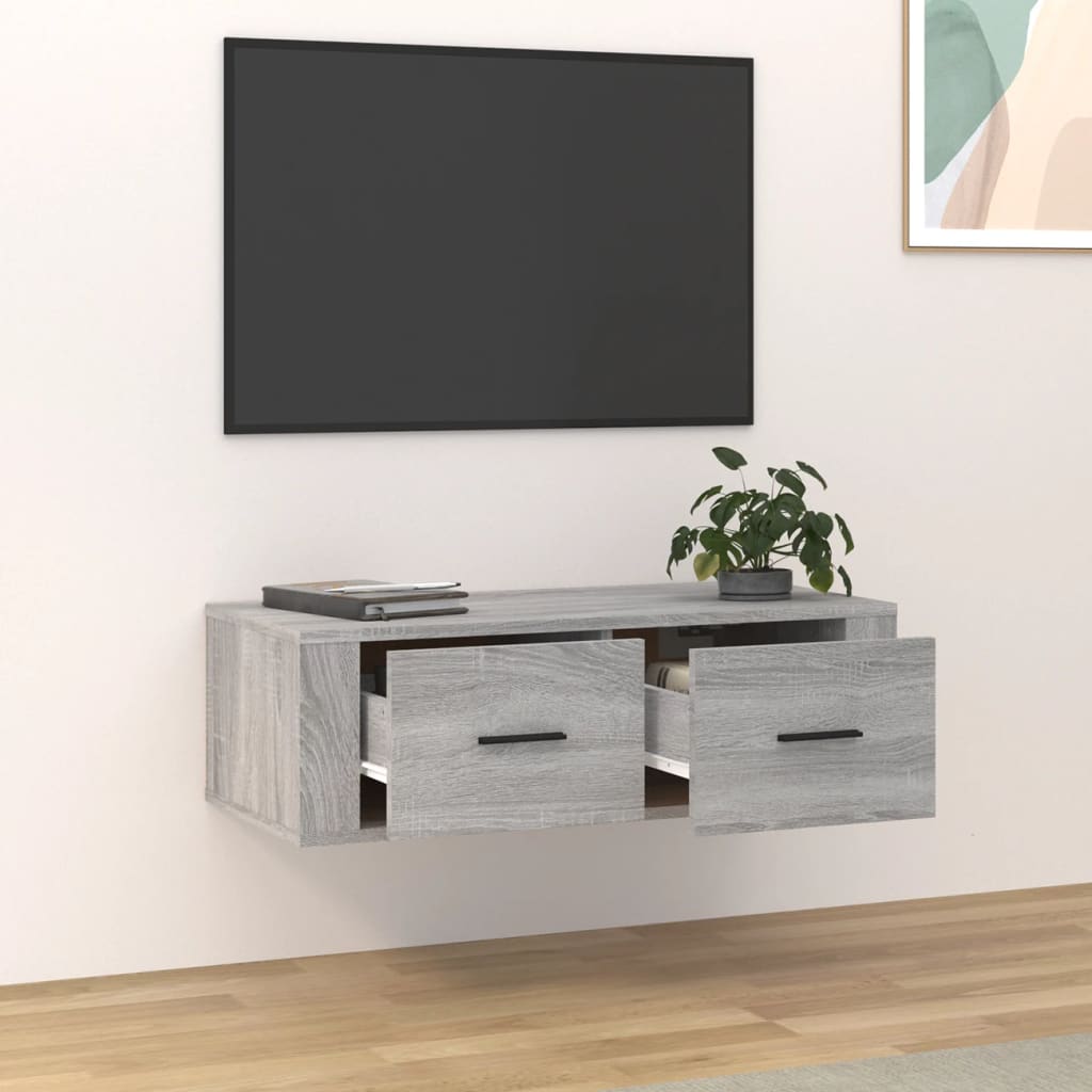 Armoire TV suspendue Sonoma gris 80x36x25 cm Bois d'ingénierie - XIOS