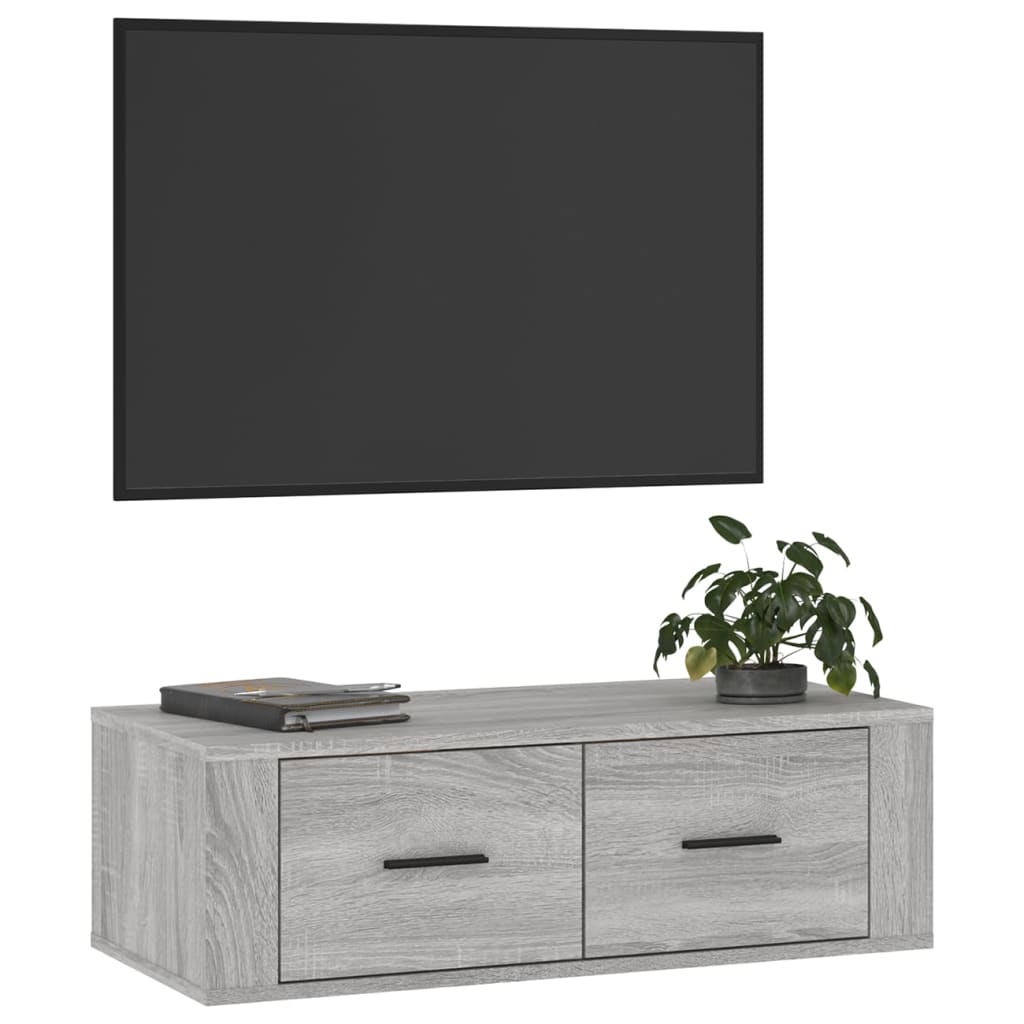 Armoire TV suspendue Sonoma gris 80x36x25 cm Bois d'ingénierie - XIOS