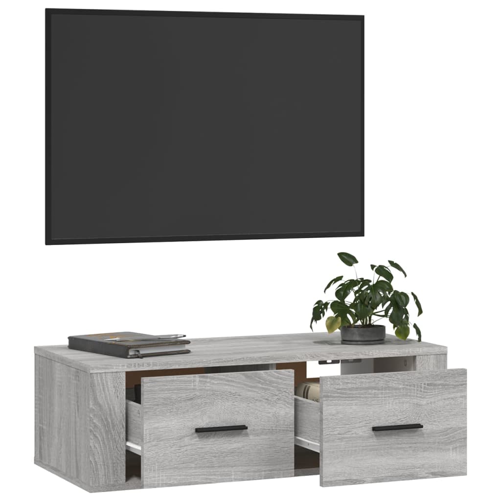 Armoire TV suspendue Sonoma gris 80x36x25 cm Bois d'ingénierie - XIOS