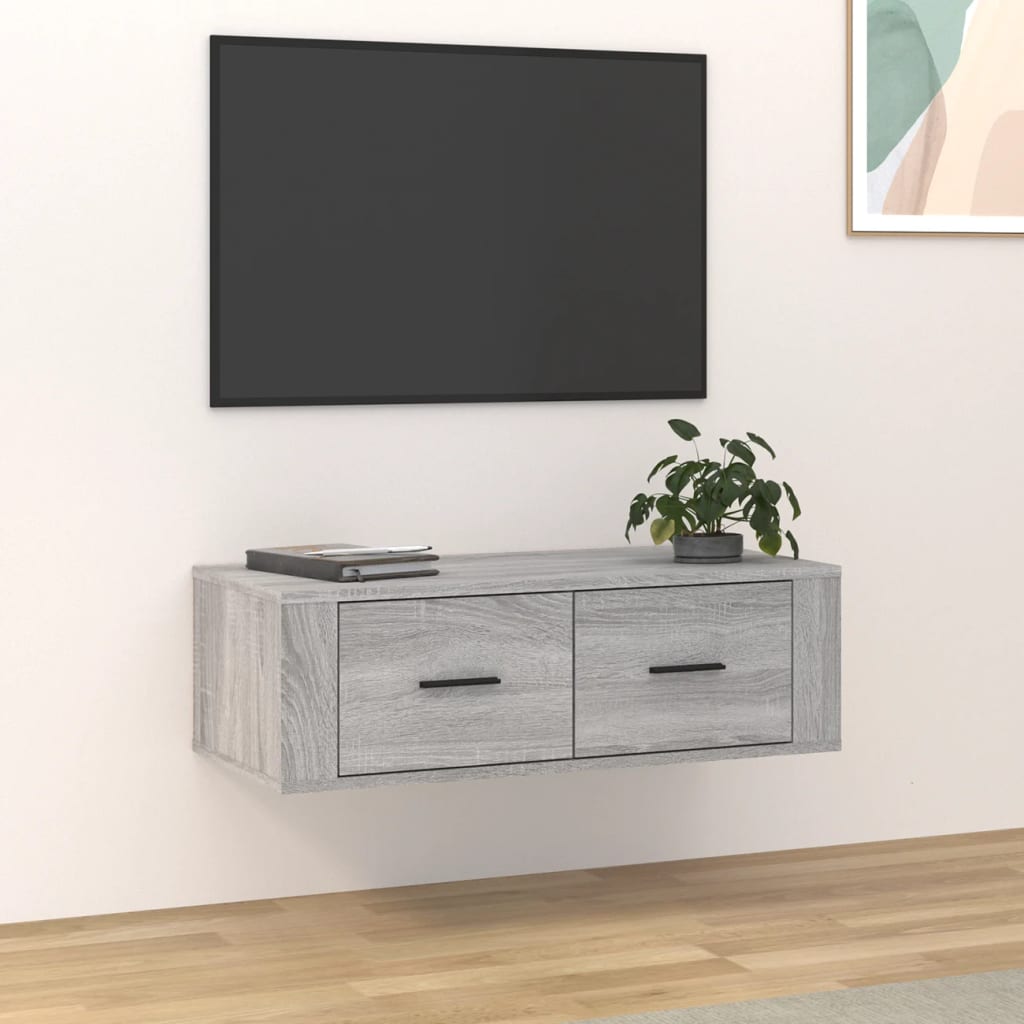 Armoire TV suspendue Sonoma gris 80x36x25 cm Bois d'ingénierie - XIOS