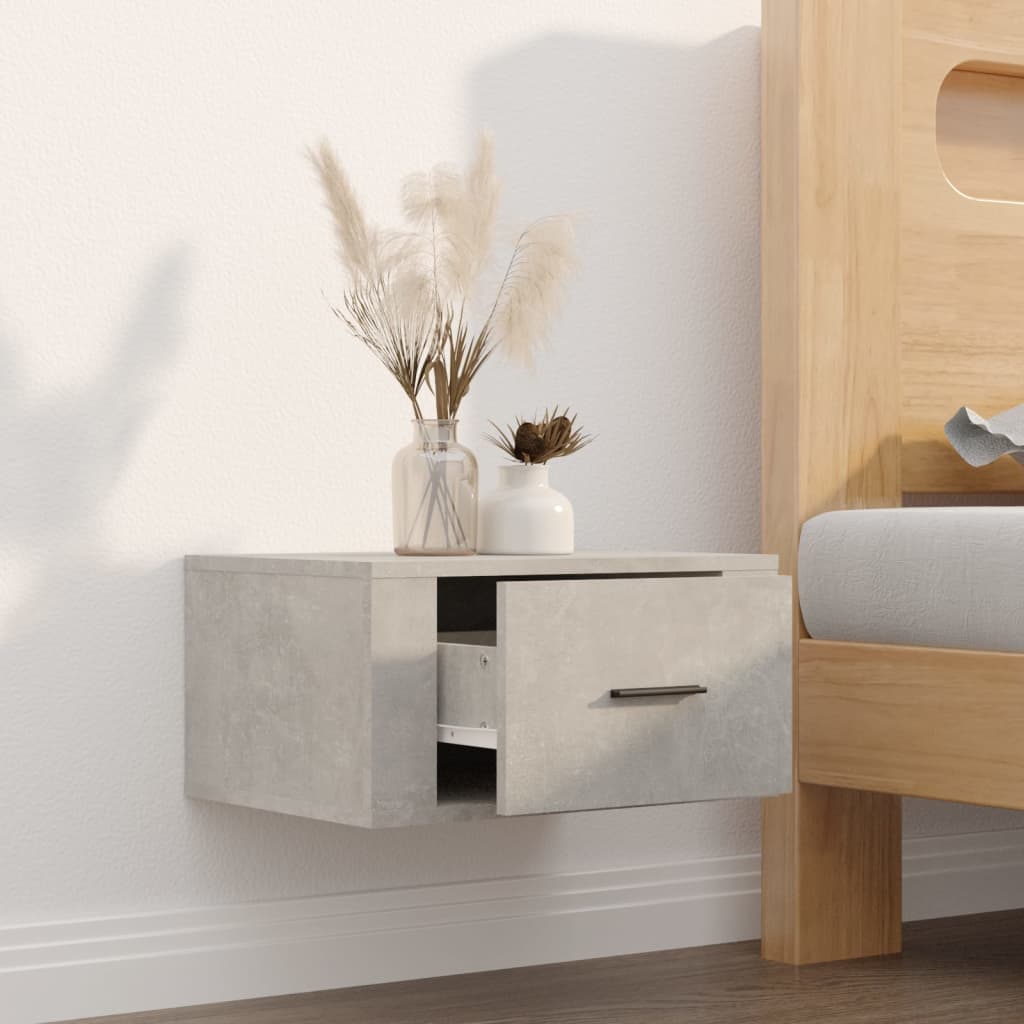 Table de chevet murale Gris béton 50x36x25 cm - XIOS