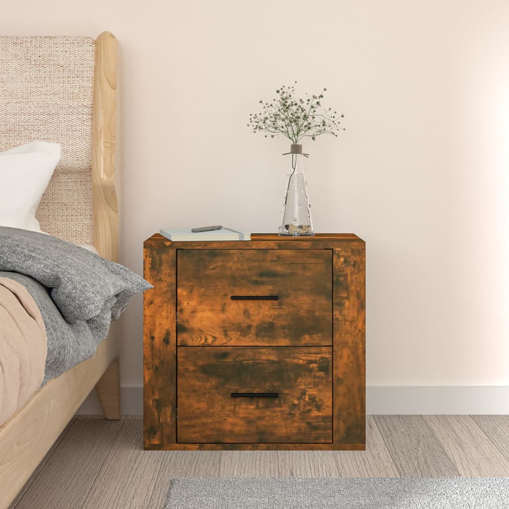 Table de chevet murale Chêne fumé 50x36x47 cm