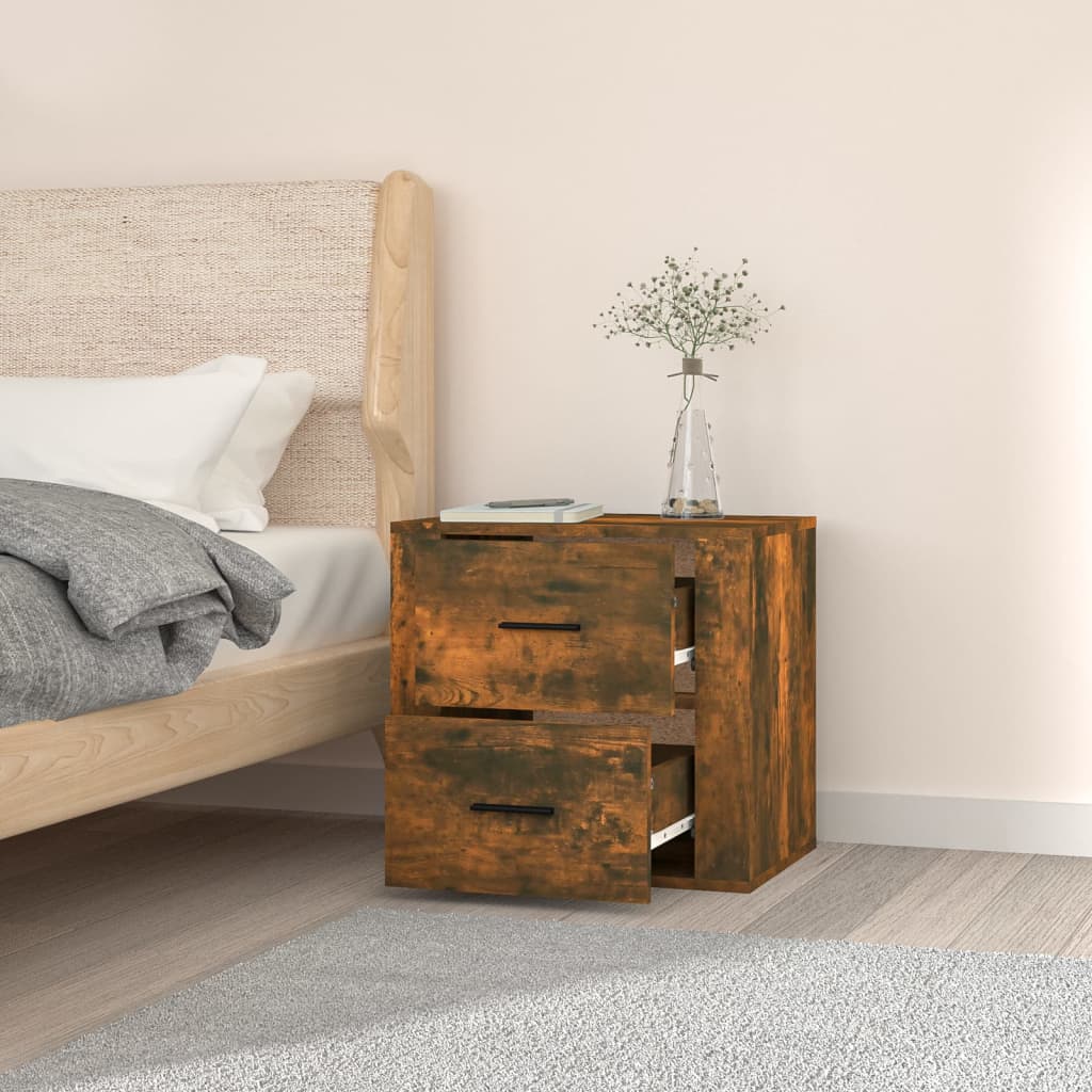 Table de chevet murale Chêne fumé 50x36x47 cm