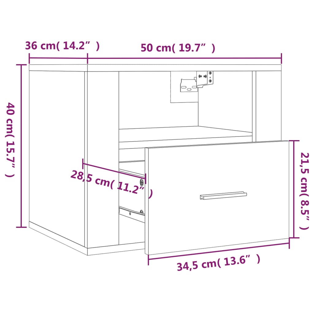 Tables de chevet murales 2 pcs Blanc 50x36x40 cm - XIOS