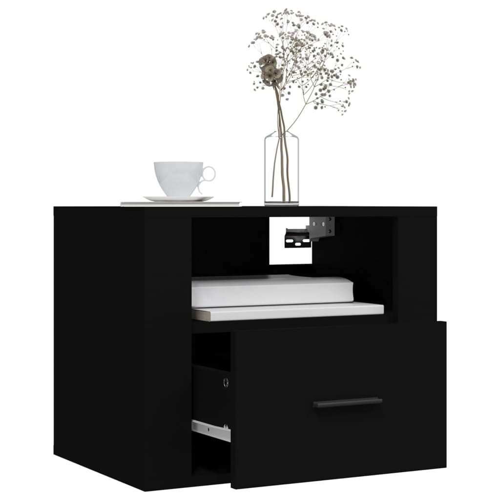 Table de chevet murale Noir 50x36x40 cm - XIOS