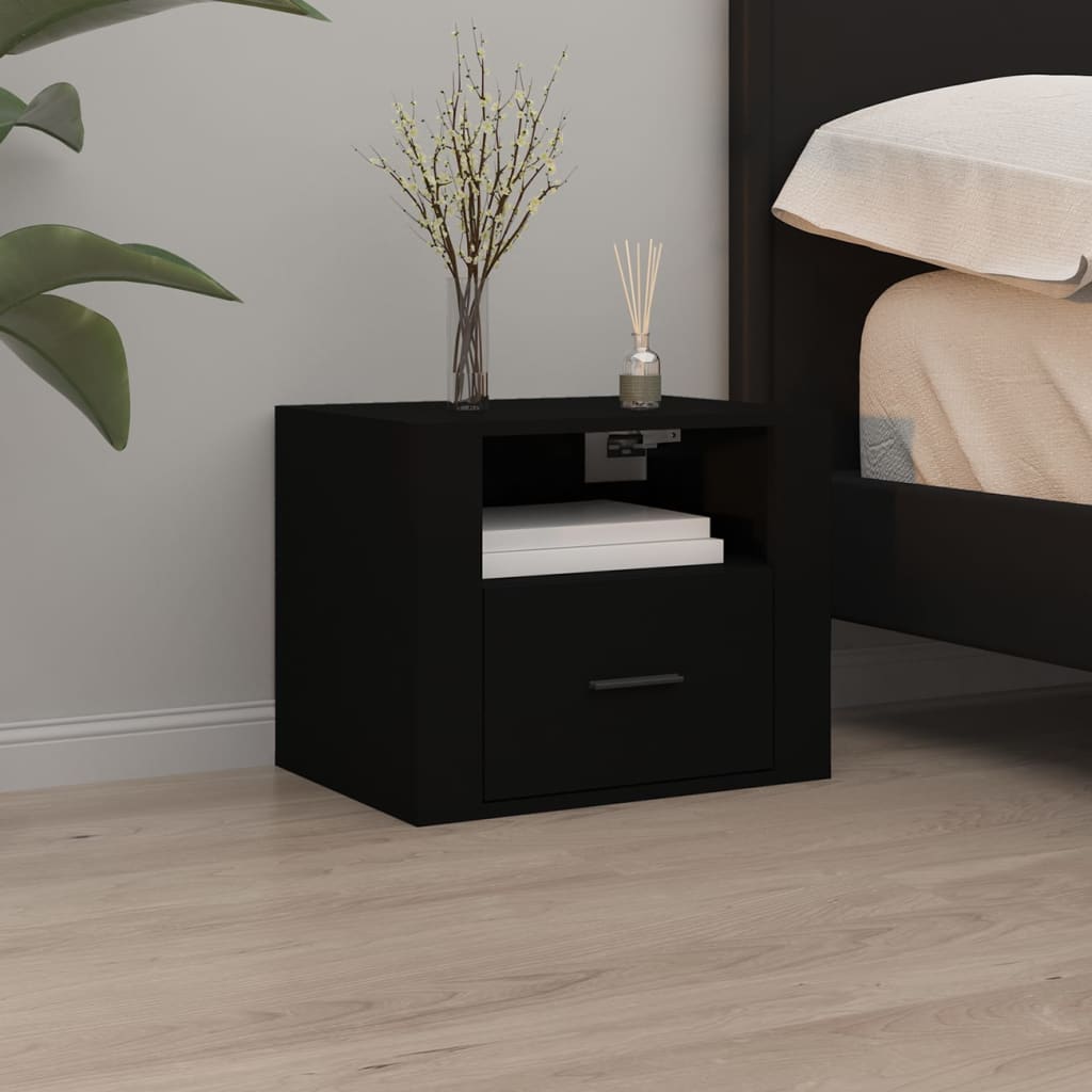 Table de chevet murale Noir 50x36x40 cm - XIOS