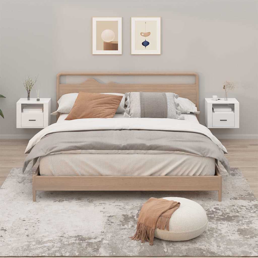 Tables de chevet murales 2 pcs Blanc brillant 50x36x40 cm - XIOS