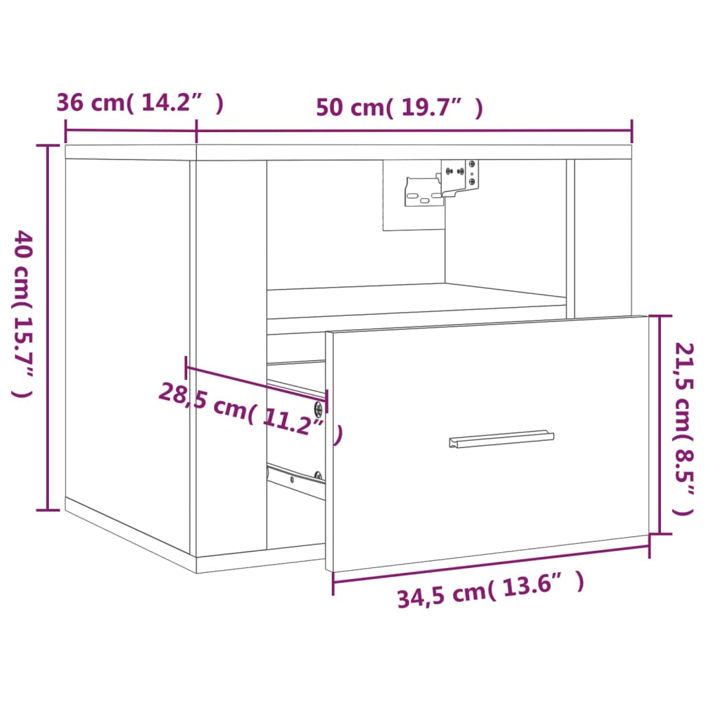 Tables de chevet murales 2 pcs Chêne sonoma 50x36x40 cm - XIOS