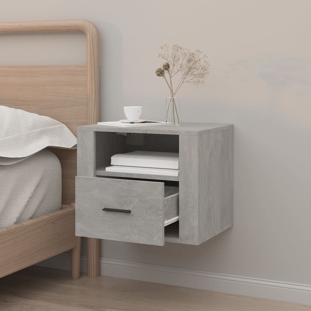 Table de chevet murale Gris béton 50x36x40 cm - XIOS
