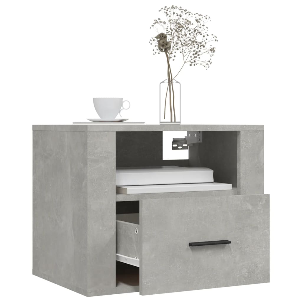 Table de chevet murale Gris béton 50x36x40 cm - XIOS