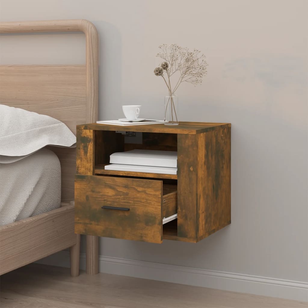 Table de chevet murale Chêne fumé 50x36x40 cm - XIOS