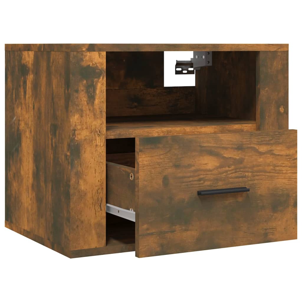 Table de chevet murale Chêne fumé 50x36x40 cm - XIOS
