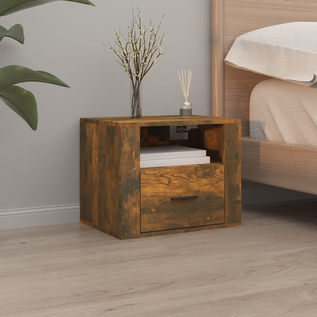Table de chevet murale Chêne fumé 50x36x40 cm - XIOS