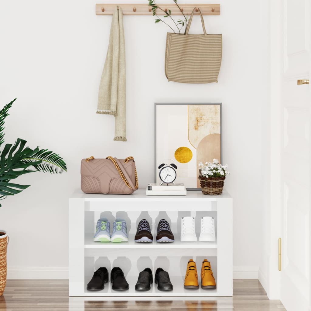 Étagère à chaussures Blanc brillant 75x35x45 cm Bois ingénierie - XIOS