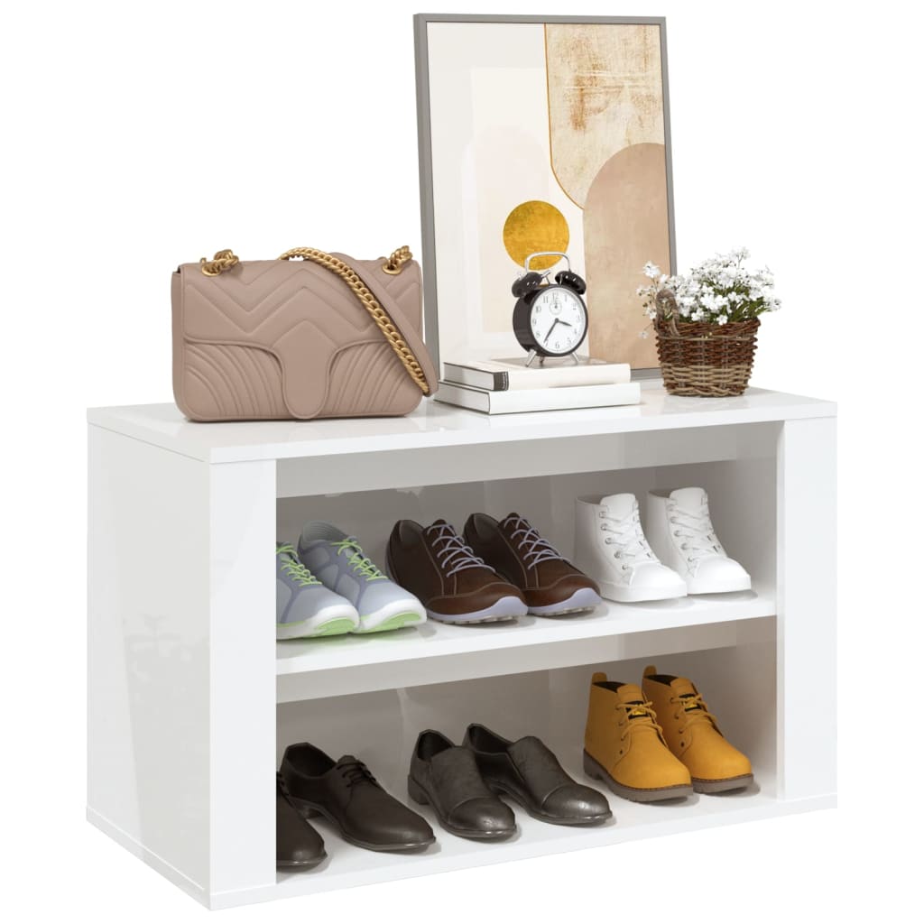 Étagère à chaussures Blanc brillant 75x35x45 cm Bois ingénierie - XIOS