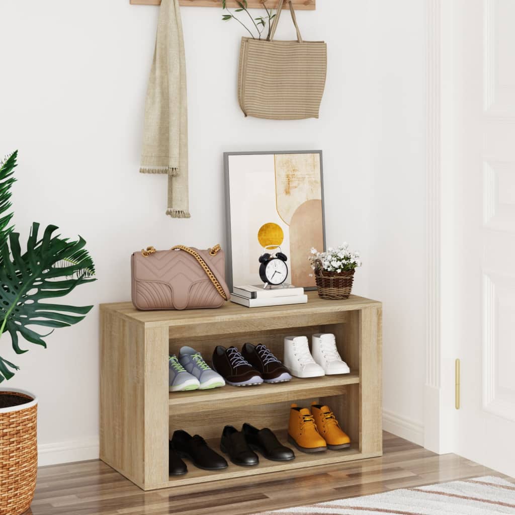 Étagère à chaussures Chêne sonoma 75x35x45 cm Bois d'ingénierie - XIOS