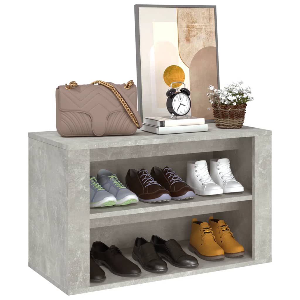 Étagère à chaussures Gris béton 75x35x45 cm Bois d'ingénierie - XIOS