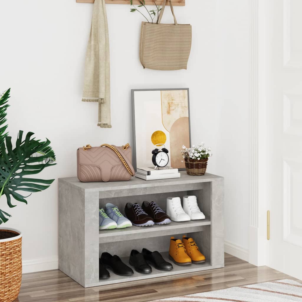 Étagère à chaussures Gris béton 75x35x45 cm Bois d'ingénierie - XIOS