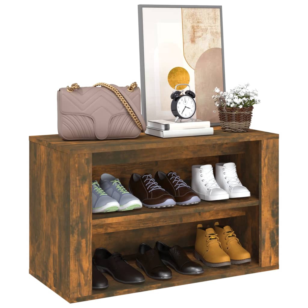 Étagère à chaussures Chêne fumé 75x35x45 cm Bois d'ingénierie - XIOS