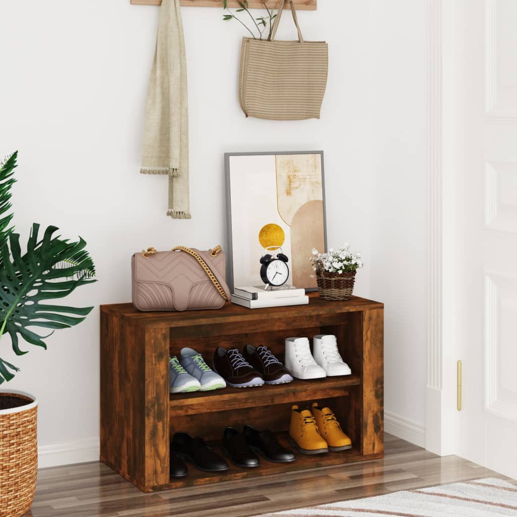 Étagère à chaussures Chêne fumé 75x35x45 cm Bois d'ingénierie - XIOS