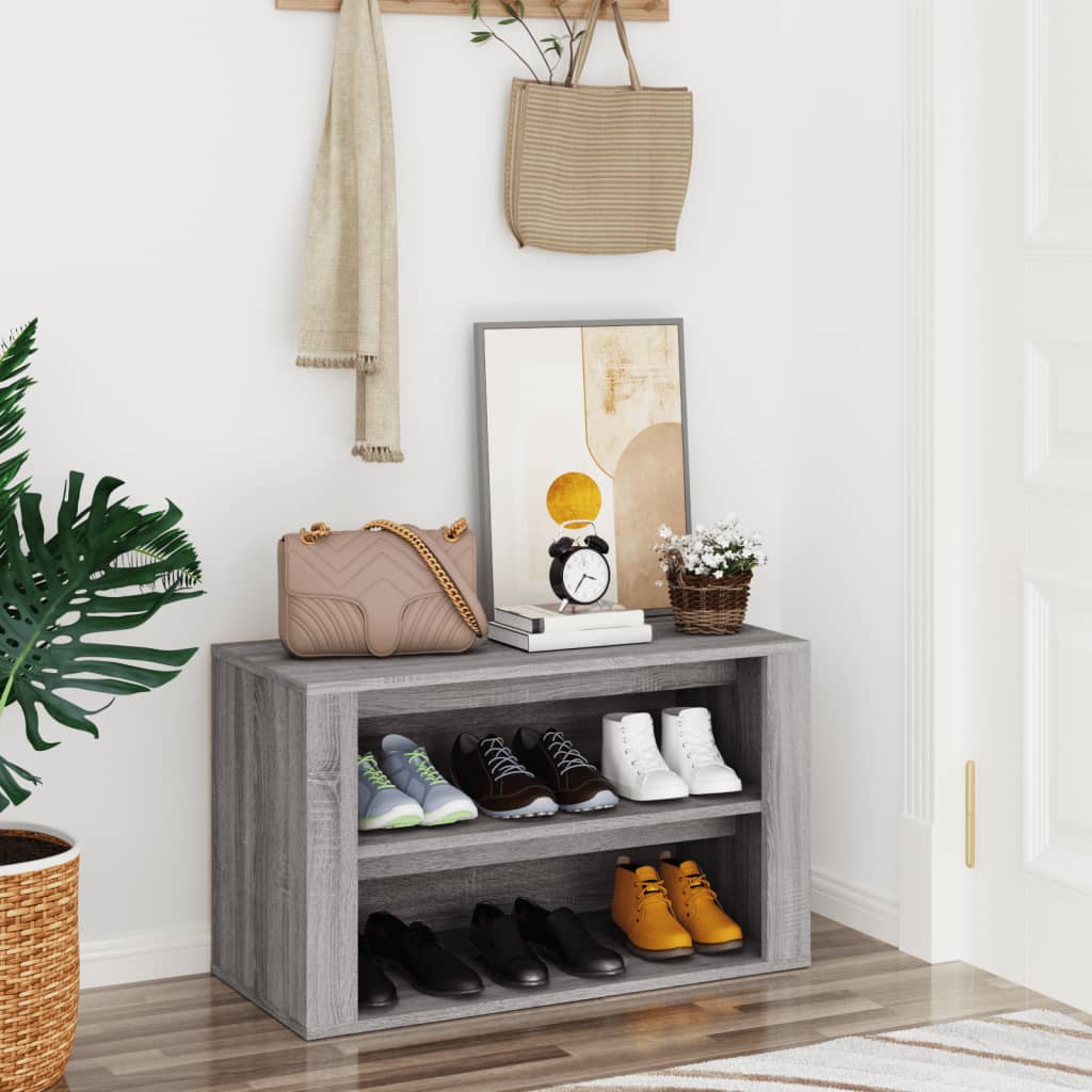 Étagère à chaussures Sonoma gris 75x35x45 cm Bois d'ingénierie - XIOS