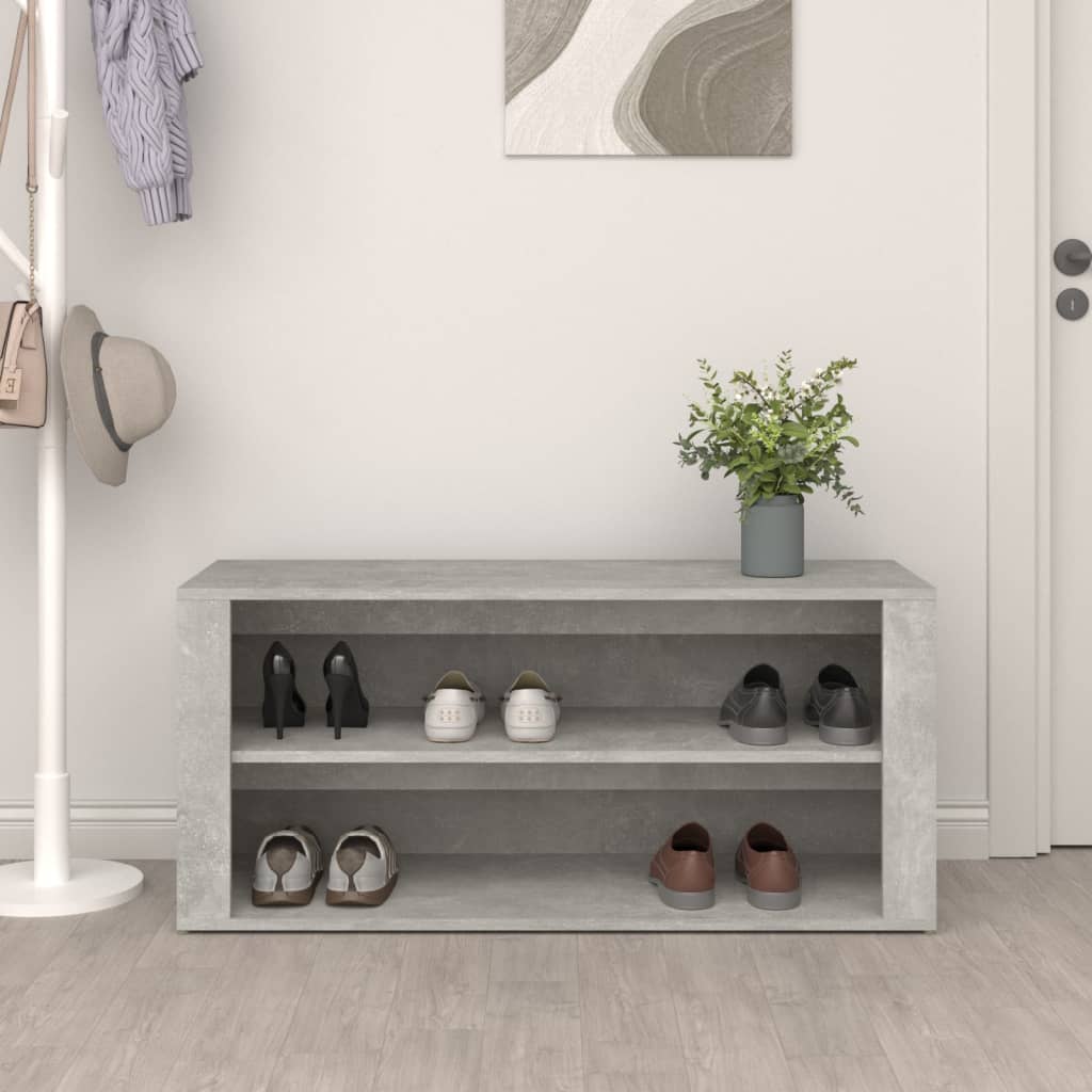 Étagère à chaussures Gris béton 100x35x45 cm Bois d'ingénierie - XIOS