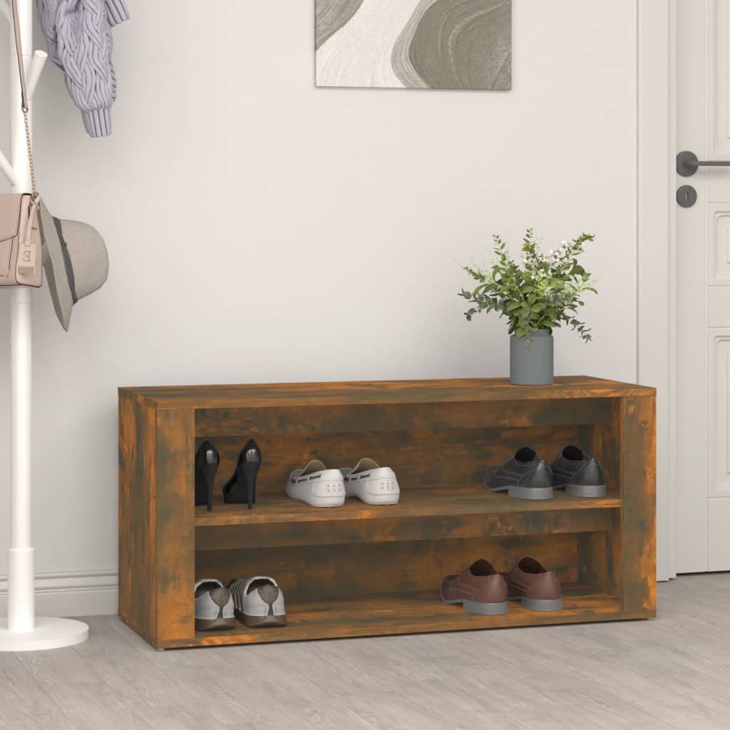 Étagère à chaussures Chêne fumé 100x35x45 cm Bois d'ingénierie - XIOS