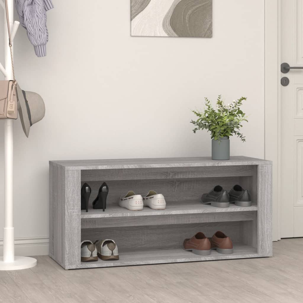 Étagère à chaussures Sonoma gris 100x35x45 cm Bois d'ingénierie - XIOS