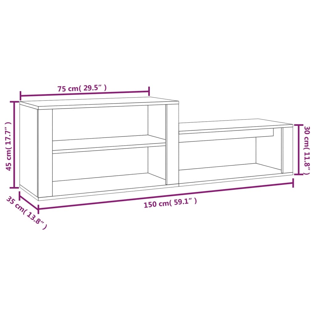 Armoire à chaussures Gris béton 150x35x45 cm Bois d'ingénierie - XIOS