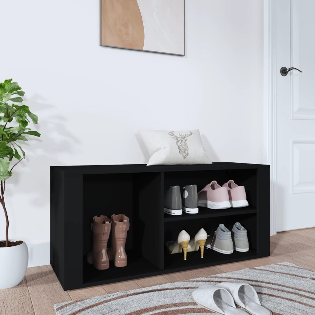 Armoire à chaussures Noir 100x35x45 cm Bois d'ingénierie - XIOS