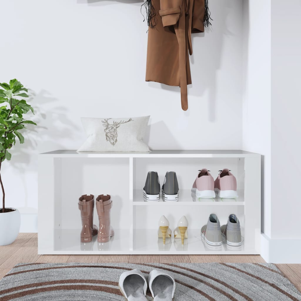 Armoire à chaussure Blanc brillant 100x35x45 cm Bois ingénierie - XIOS