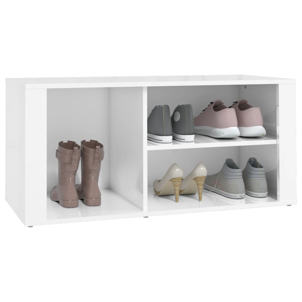 Armoire à chaussure Blanc brillant 100x35x45 cm Bois ingénierie - XIOS