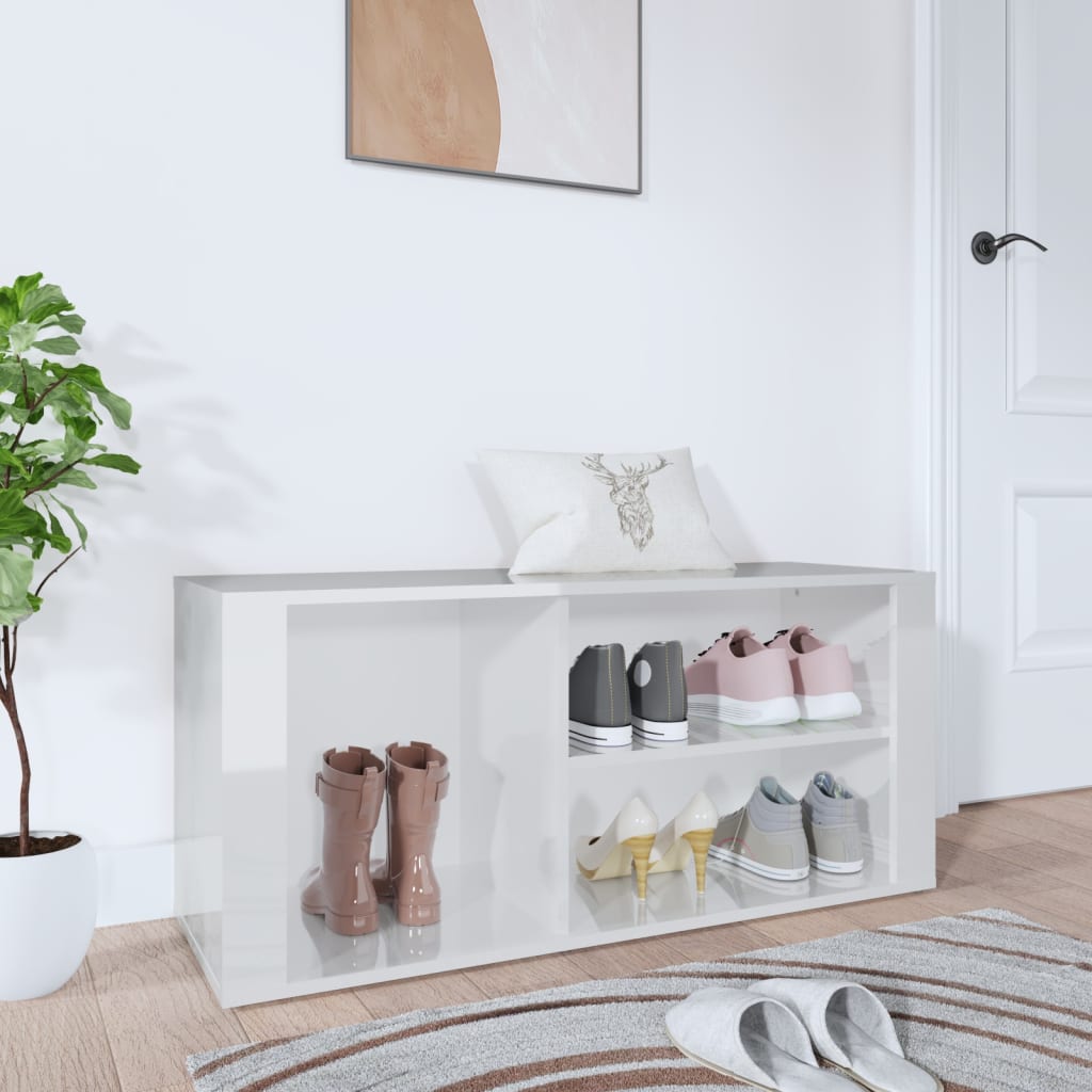 Armoire à chaussure Blanc brillant 100x35x45 cm Bois ingénierie - XIOS