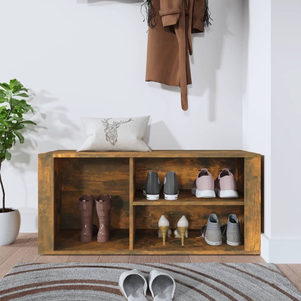 Armoire à chaussures Chêne fumé 100x35x45 cm Bois d'ingénierie - XIOS