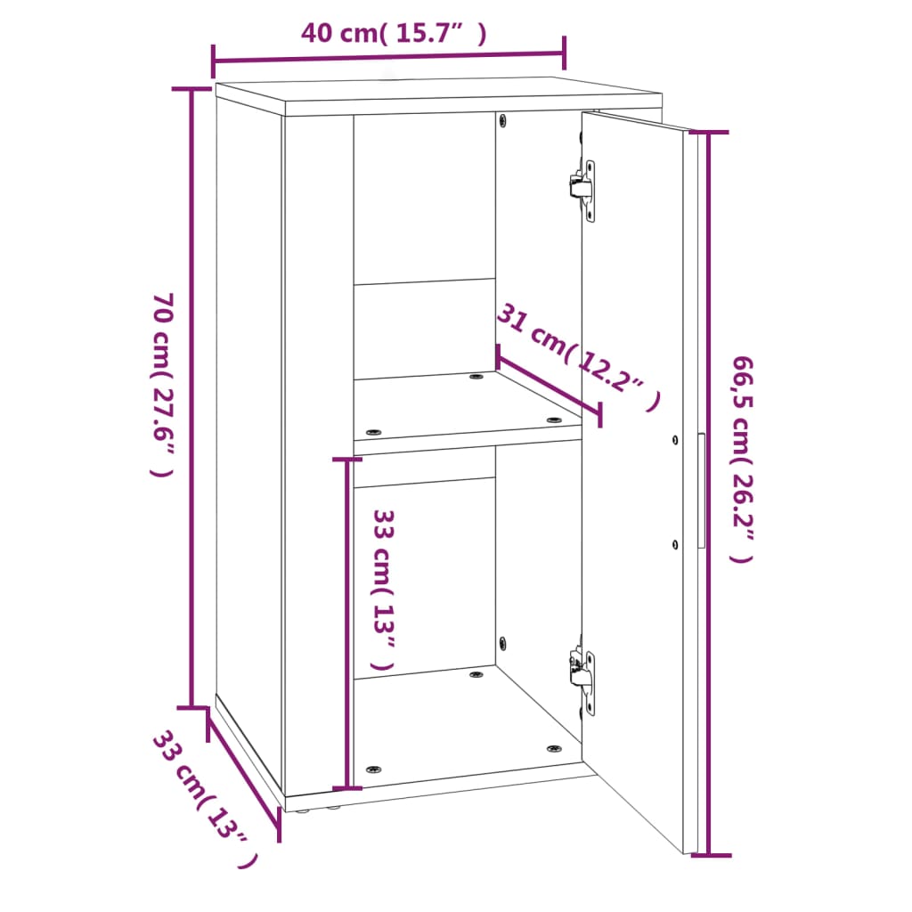 Buffet Gris béton 40x33x70 cm Bois d'ingénierie - XIOS
