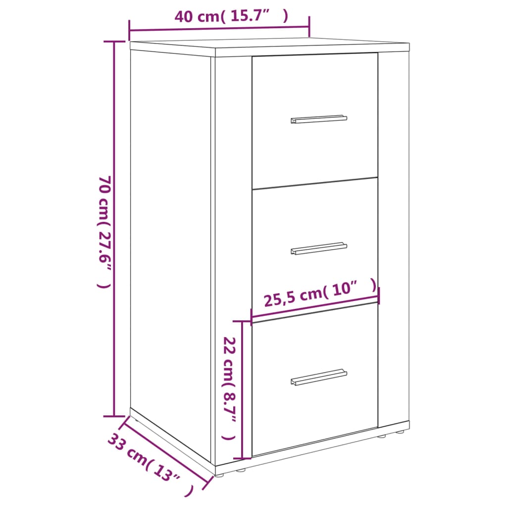 Buffet Chêne fumé 40x33x70 cm Bois d'ingénierie - XIOS