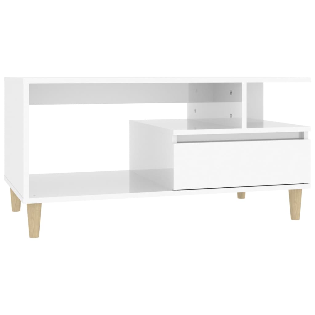 Table basse Blanc brillant 90x49x45 cm Bois d'ingénierie - XIOS