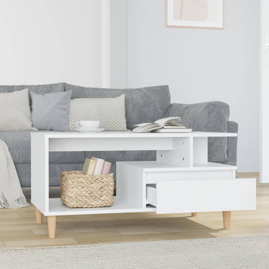 Table basse Blanc brillant 90x49x45 cm Bois d'ingénierie - XIOS