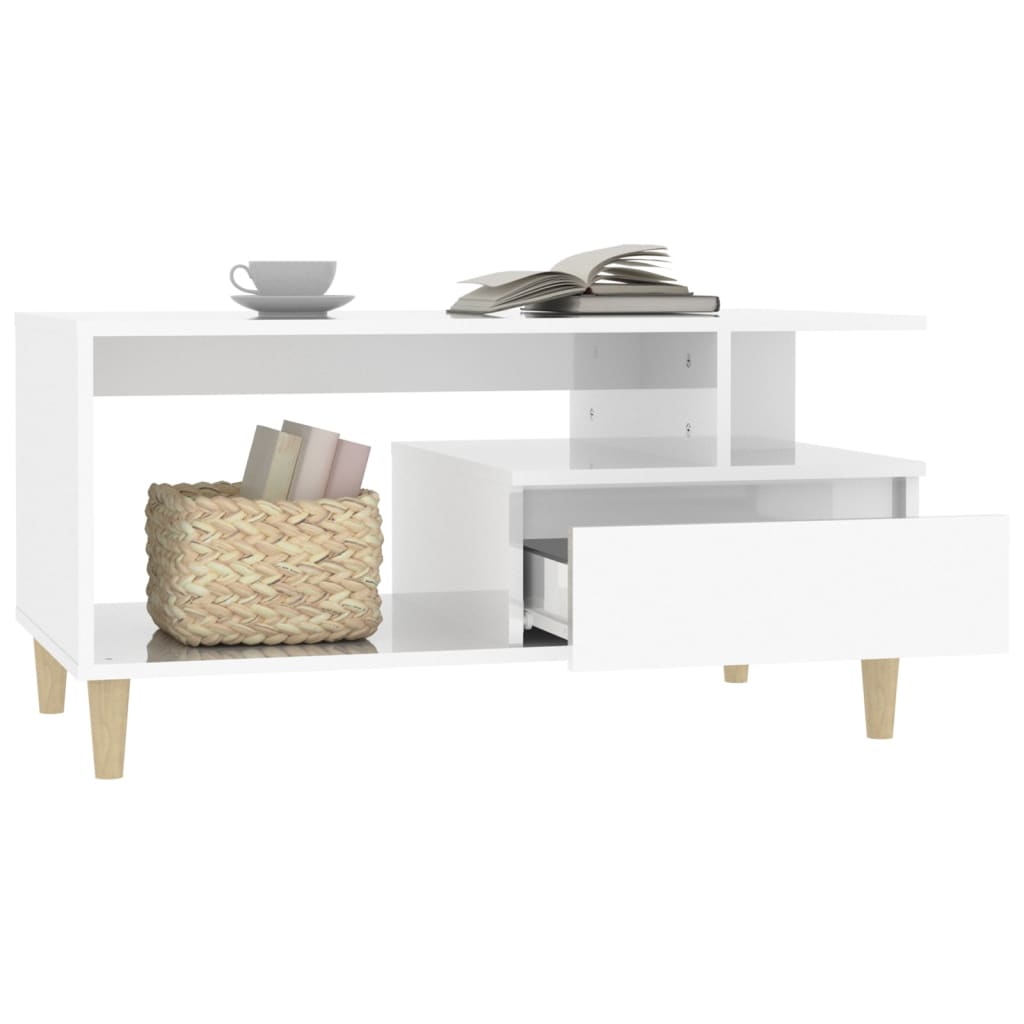Table basse Blanc brillant 90x49x45 cm Bois d'ingénierie - XIOS