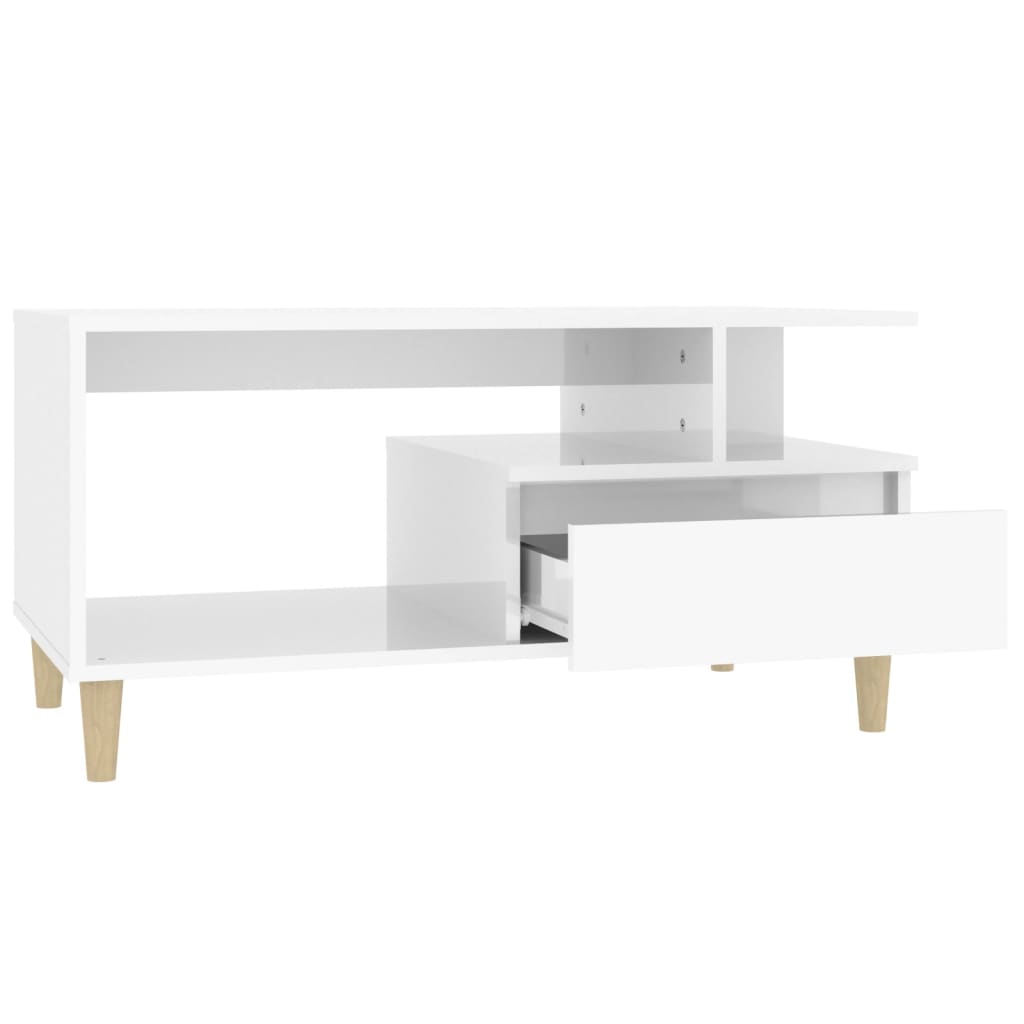 Table basse Blanc brillant 90x49x45 cm Bois d'ingénierie - XIOS