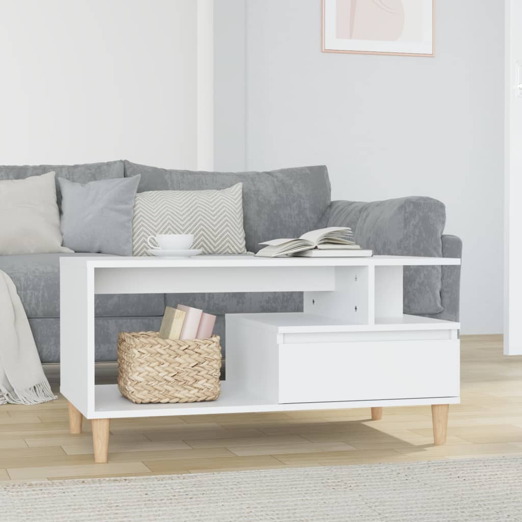 Table basse Blanc brillant 90x49x45 cm Bois d'ingénierie - XIOS