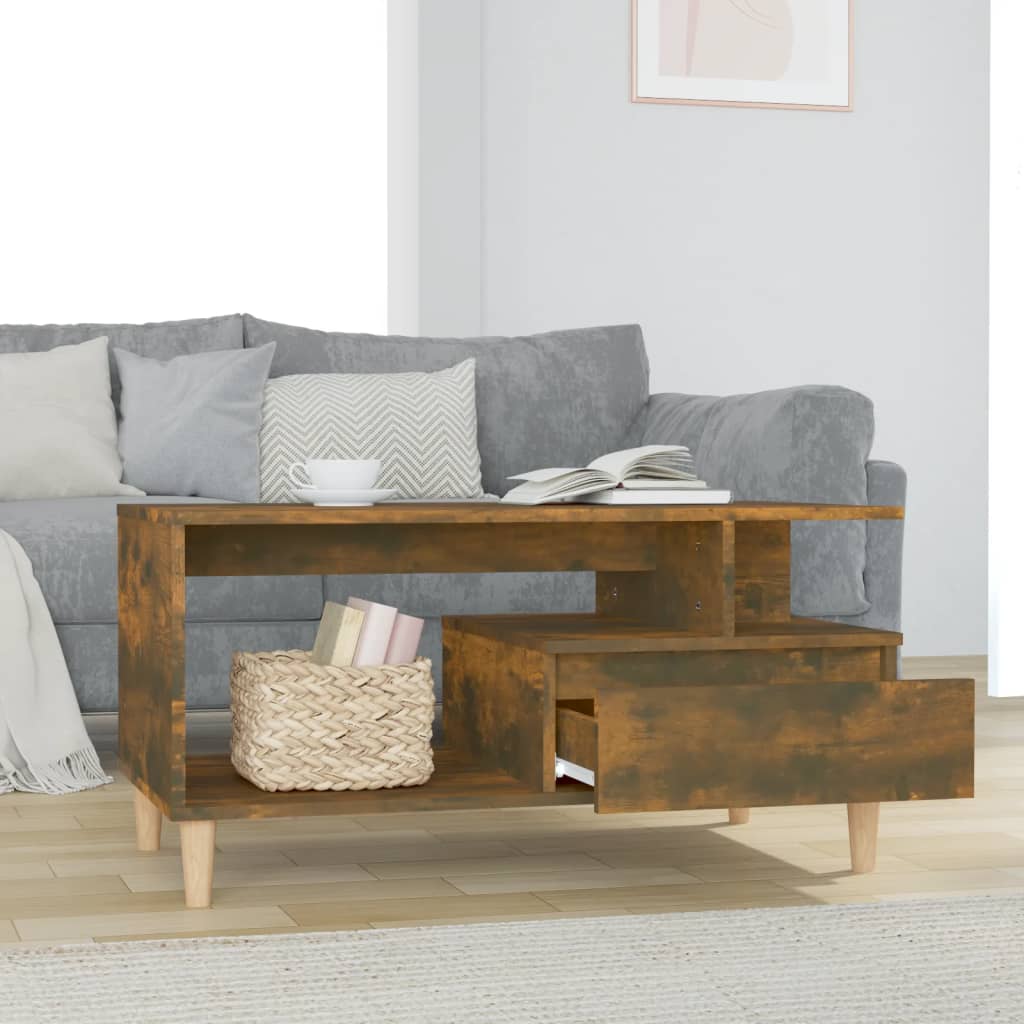 Table basse Chêne fumé 90x49x45 cm Bois d'ingénierie - XIOS