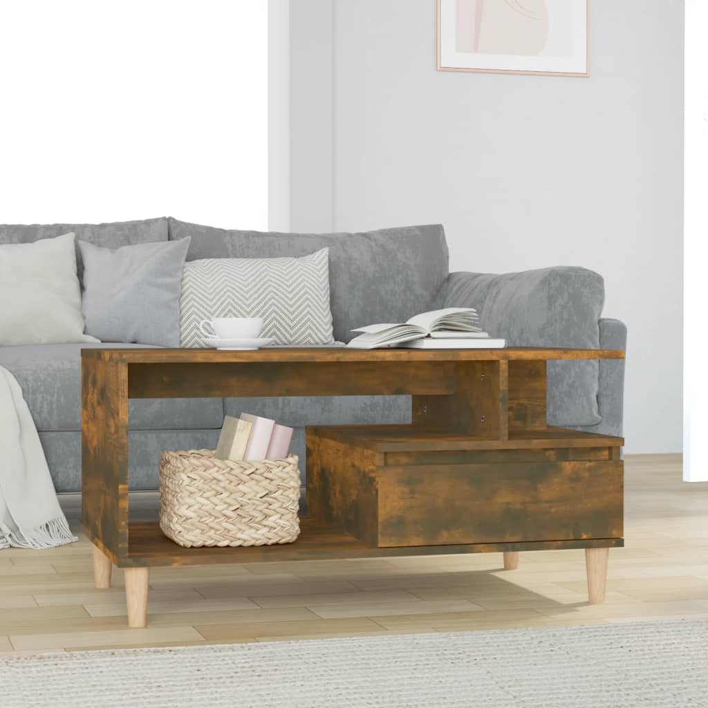 Table basse Chêne fumé 90x49x45 cm Bois d'ingénierie - XIOS