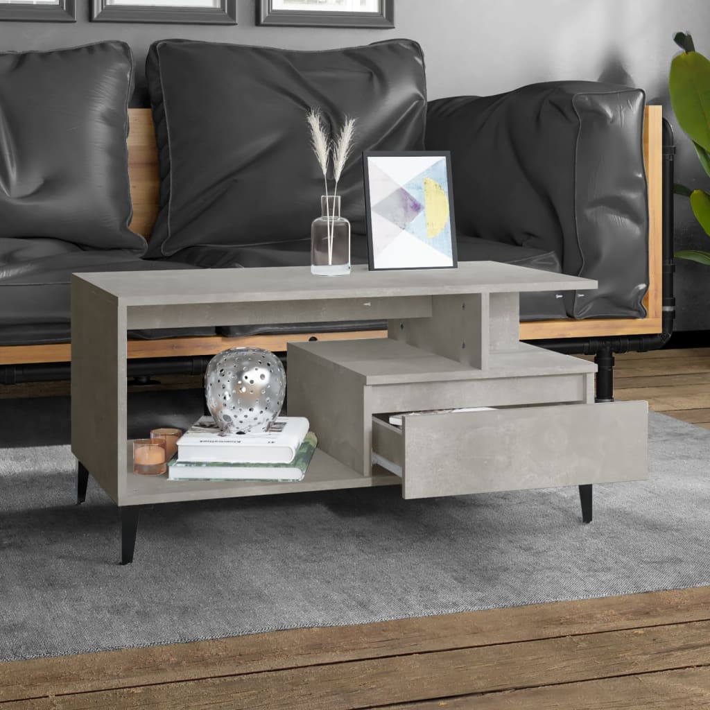 Table basse Gris béton 90x49x45 cm Bois d'ingénierie - XIOS