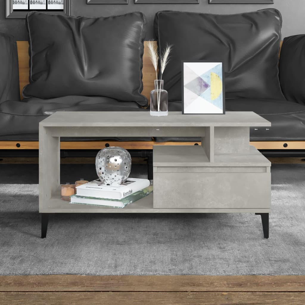 Table basse Gris béton 90x49x45 cm Bois d'ingénierie XIOS